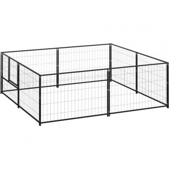 vidaXL Dog Kennel Black 4 m² Steel