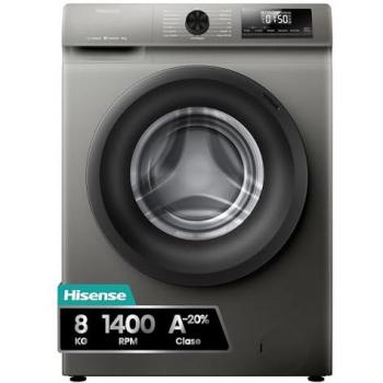 Lavadora de Carga Frontal Hisense 8 Kg 1400 RPM Clase A con Función Vapor y Tecnología Inverter - WF1Q8041BT