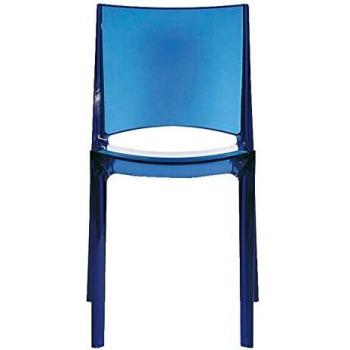 Silla Apilable Transparente B-Side Grand Soleil - Color Azul Transparente - Ideal para Cocina, Bar y Restaurante