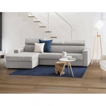 Sofá Cama Esquinero Alda con Península Contenedor Izquierdo, 100% Made in Italy, Abertura Giratoria, Reposabrazos Estándar, 280x95h85 cm, Gris