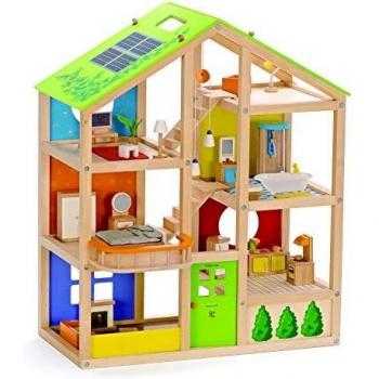 Hape All Seasons Wooden Dollhouse Furnished - Hape Wooden Toys