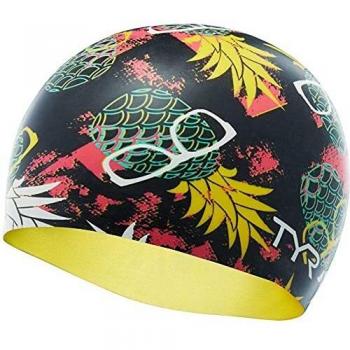 TYR LAN Bonnet de Bain Silicone Pineapple, Adulte Unisexe, Black/Multi, TU
