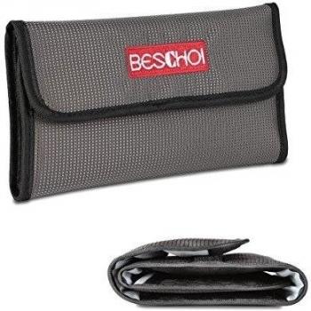 Beschoi - [Universal] Bolsa de Nylon Acolchada con 4 Ranuras Bolsa para 4 Filtros de Cámara Canon Nikon Sony Pentax etc, Estuche con 4 Bolsillos para Filtros Lentes
