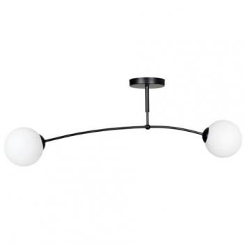Lámpara de Techo EPIKASA Pregos, Acero con recubrimiento de polvo y Vidrio, Negro y Blanco, 60x20x14 cm