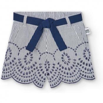 Short de niña de rayas con bajo festoneado y cinturón - BCI