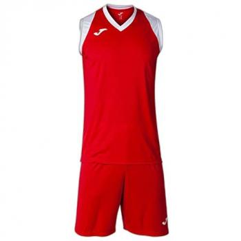 Set Joma Final II Unisex Rojo Blanco - Conjunto deportivo, incluye camiseta y pantalones cortos, material transpirable, diseño moderno, adecuado para entrenamiento y competición
