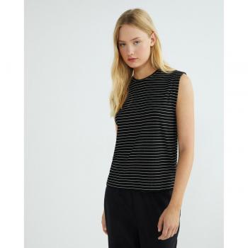 Camiseta Vila Umira sin mangas negra con rayas blancas para mujer