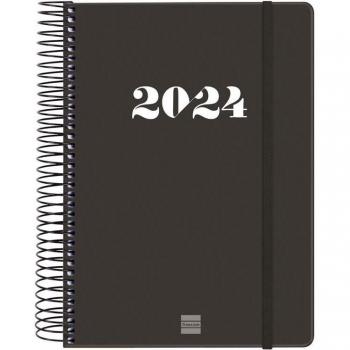 Finocam My E10 2024 Agenda Diaria Espiral Negro, 155x212mm, Enero-Diciembre 2024 (12 Meses), Idioma Español