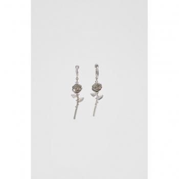 Stradivarius Grey Rose Earrings OS