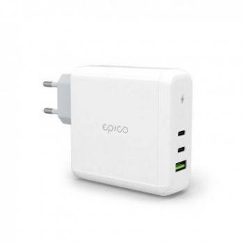 Cargador Rápido 100W GaN Blanco con 2 Puertos USB-C y 1 Puerto USB-A