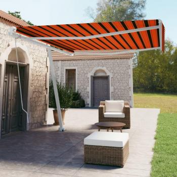 Toldo de pie manual retráctil 400x350 cm naranja y marrón