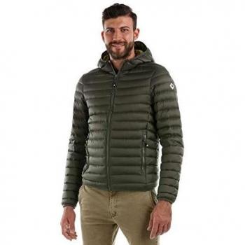 Hot Buttered - Chaqueta de plumón acolchada con 100% pluma de ganso de 140 gr - Capucha y parche con logo en la manga- Modelo Discovery - Color verde militar Militarygreen XL