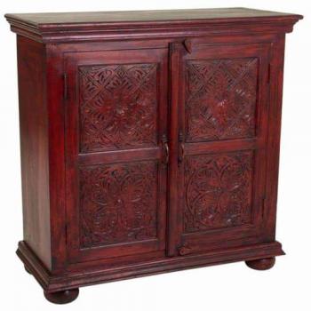 Recibidor de Madera Tallada Rojo 90x40x90 cm Acabado Artesanal