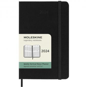 Agenda Moleskine 12 meses sem/vista 2024 tapa dura vertical pocket negro