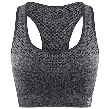 Dare 2b Womens Dont Sweat It II Medium Impact Sports Bra - Ebony Grey, Size: XS
