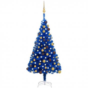 vidaXL Artificial Pre-lit Christmas Tree with Ball Set Blue 120 cm PVC