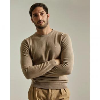 Jersey de hombre beige de cuello redondo