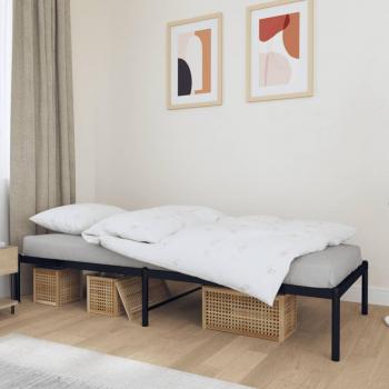 Cama solar de metal negro 90x190 cm con estructura sin colchón