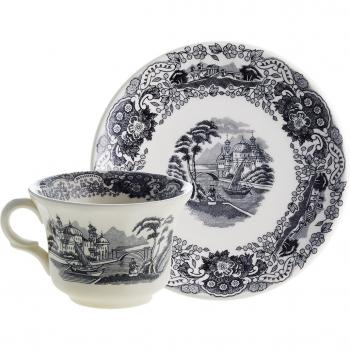 Taza de café con plato Ochavado Negro Vistas La Cartuja de Sevilla