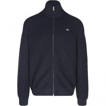 Cárdigan de Algodón Orgánico Sostenible para Hombre Gant, Color Marino, Con Cremallera y Textura, Talla XL