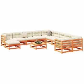 vidaXL 12 Piece Garden Sofa Set Wax Brown Solid Wood Pine
