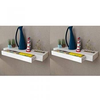 vidaXL Floating Wall Shelves with Drawers 2 pcs White 80 cm