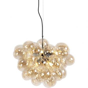 Lámpara colgante Art Deco negra de vidrio 8 luces - UVAS/Acero, adecuada para LED