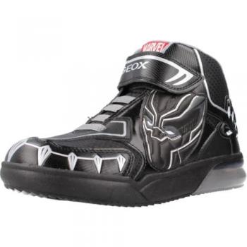 Zapatillas Altas para Niños Geox Grayjay, Negras y Plateadas, Modelo MARVEL