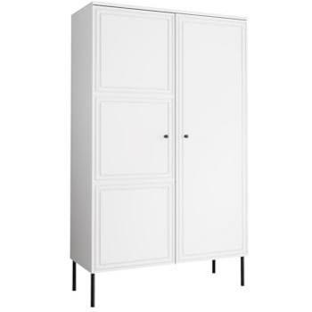 Estantería Charlotte T105, Cerrable, Con Puertas, Aglomerado Laminado y MDF, 166x100x39cm, Blanco