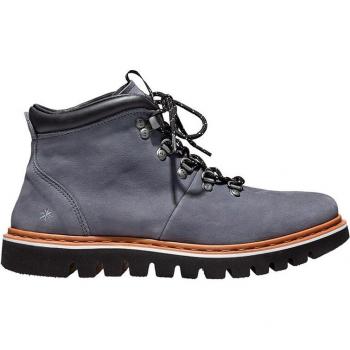Botines unisex de piel con cierre de cordones en color Blue fog