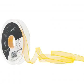 Cinta de tela supertransparente Berisfords de 10 mm x 25 m, color amarillo