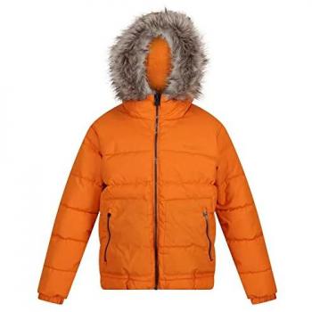 Chaqueta Parkes Naranja Regatta para niños (5-6 años) con ribete de piel sintética, tipo parka