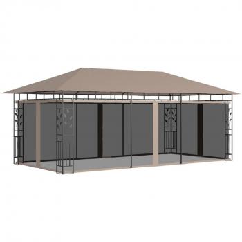 Cenador Gazebo con mosquitero 6x3x2,73 m Mole 180g/m² Gris Taupe