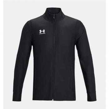 Under Armour Chaqueta de Chándal Challenger para Hombre, color negro, material ligero y transpirable, diseño con cierre completo, bolsillos laterales con cremallera, puños elásticos, logo de Under Armour en el pecho