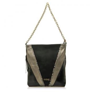 Bolso de hombro casual Mustang Blair negro con asa en cadena y cremallera, sintético