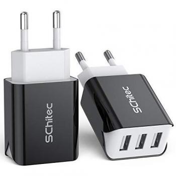Cargador USB de Pared 3 Puertos Cargador USB 15W/ 3A Cargador Móvil Adaptador de Corriente para Enchufe USB de Viaje en el hogar para iPhone 11 Pro MAX XS MAX XR iPad Pro Air Mini Samsung LG-Negro