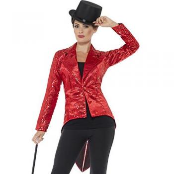 Smiffy'S 46958L Chaqueta De Frac Con Lentejuelas Para Mujer, Rojo, L - Eu Tamaño 44-46 , color/modelo surtido