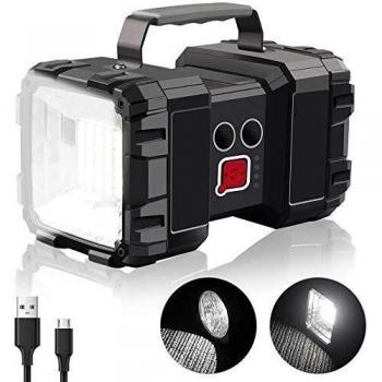 Swonuk Linterna LED Recargable 10000mAh, 1200LM Linterna LED Alta Potencia Superbrillante, Linterna de Camping Impermeable con 7 Modos, Linterna Portátil USB para camping, Senderismo, Ciclismo, Pesca