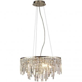 Lámpara colgante redonda Maddison 6 bombillas G9 Oro rosa / cristal