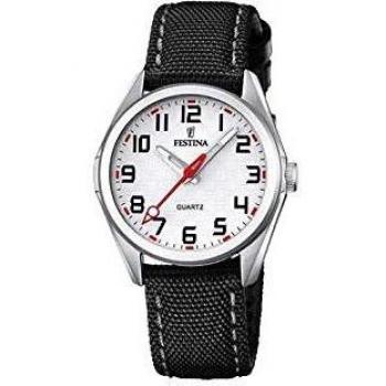 FESTINA Reloj Modelo F16904/A de la colección Junior Collection, Caja de 31 mm Plata con Correa de Cuero Negro para niño