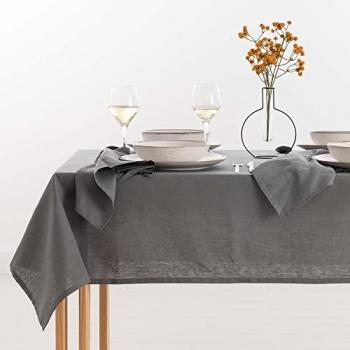 Mantel Antimanchas Lino 100% Antracite, Mantel Mesa Rectangular, Mantel Hidrófugo de Calidad en Varias Medidas, Manteles de Lino para Interior y Exterior - Mantel Elegante