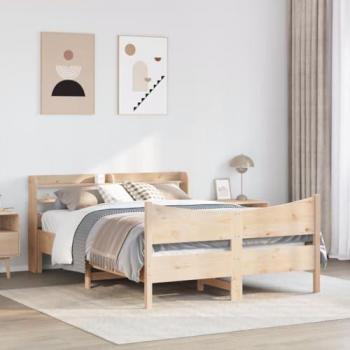Cabecero de madera maciza de pino 140x190 cm, estructura de cama con cabecero, marco de cama, somier, muebles de dormitorio