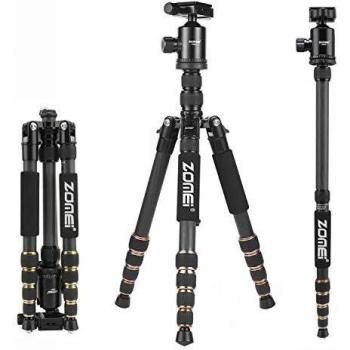 Trípode Cámara ZOMEi Z669C Concept Trípode Fibra de Carbono con Ligero Monopie y Bolsa y Rótula de Bola 360 Grados para Cámara Digital Canon Sony Nikon