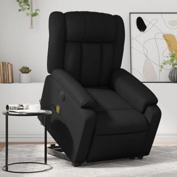 Sillón de masaje elevable eléctrico de cuero sintético en negro, crema y marrón - Sillón cómodo para dormitorio, silla relax y sofá