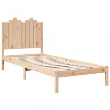 Cama extralarga sin colchón 100x210 cm de madera maciza en color marrón