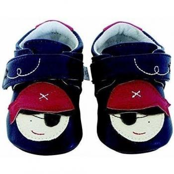 Jack & Lily My Mocs Pirate Navy - Zapatitos de piel para los primeros pasos, 100% anti-resbalones, talla 0-6 meses, multicolor