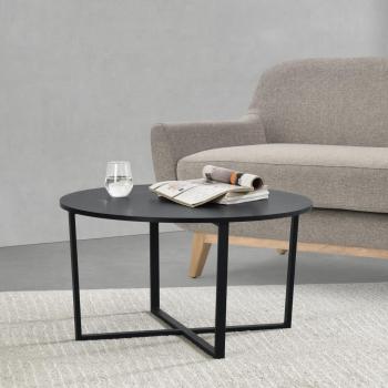 Mesa de centro Vadstena, acero/aglomerado, 45 x ø 80 cm, color negro