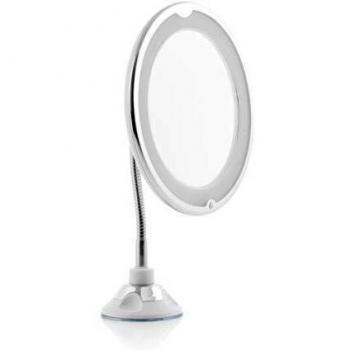 InnovaGoods Espejo de Aumento LED con Brazo Flexible y Ventosa Mizoom, Diámetro Aprox.: 20 cm