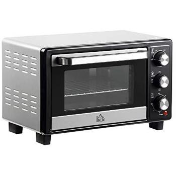 Horno Eléctrico de Sobremesa Homcom 16L 1400W con 3 Modos de Calor, Temperatura hasta 230 ℃, Temporizador de 60 Minutos, Bandeja de Horneado y
