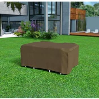 FUNDA MESA RECTANGULAR MAS 4 SILLAS IMPERMEABLE COLOR MARRON CLARO 225X145X90CM